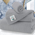 VOOVA & MOVAS 3PC Towel Set, 100% Cotton, Gray | 1 Large Bath 30x56 In, 1 Hand 18x28 In, 1 Wash Cloth 13x13 In, Quick Dry, Soft, Thick, Bathroom Essentials