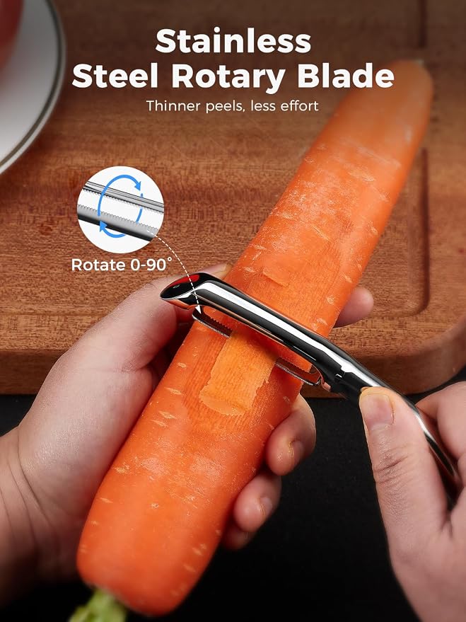 Professional Vegetable Peeler – 304 Stainless Steel Potato Peeler for Kitchen, Ultra Sharp Blade, Ergonomic Non-Slip Handle, Dishwasher Safe, 2-Year Warranty