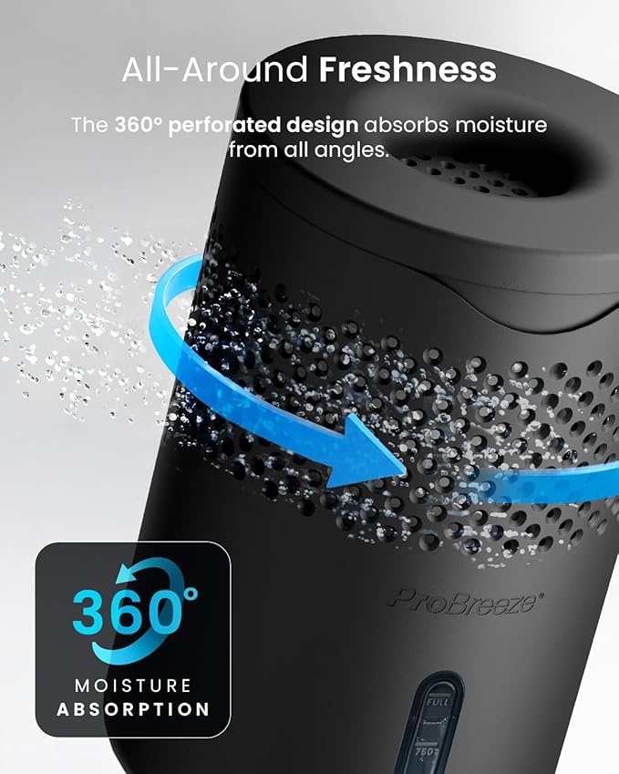 Pro Breeze Osmo® Dehumidifier, Silent & Refillable Moisture Absorber for Home, Bedroom, Wardrobe and Bathroom,1.54lb Refillable Tablet, Black