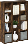 Furinno LUDER Book Shelf, 11-Cube Bookshelf, Reversible Bookcase, 9.4 x 29.1 x 41.7, Easy Assembly, for Living Room, Bedroom, Home Office, Amber Pine