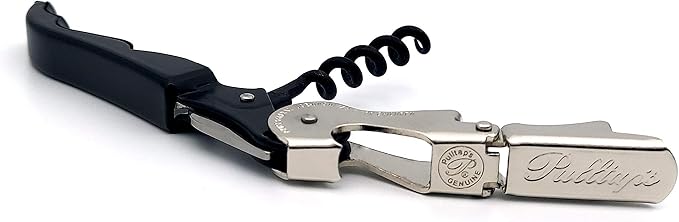 Pulltap's Genuine Classic 500 Waiter's Corkscrew – Double-Hinged Wine Key with Hinged Foil Cutter – Patented Design – Made in Spain – Black (Negro)