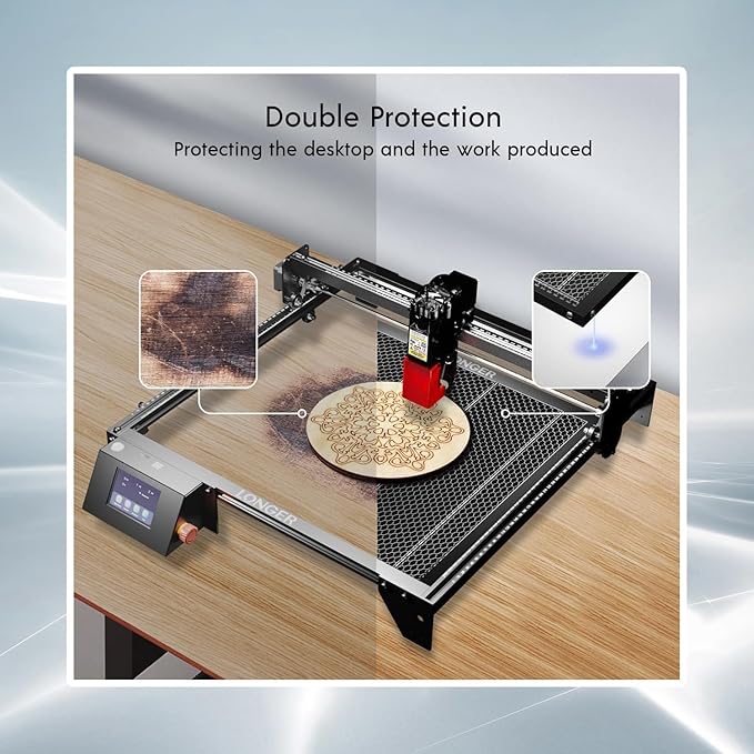 Longer New Upgrade RAY5 20W with Air Pump,440mm*440mm Honeycomb, Y-axis Rotary Roller 360° Rotation with Bracket，8Pcs Laser Engraver Raiser Laser，DIY Engraver Tool for Metal/Glass/Wood