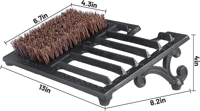 Cast Iron Boot Brush Scraper Outdoor，Heavy Duty Shoe Scrapers with Brushes, Boot Scrubber and Boot Cleaner Brush for Entryway, Garden, Farm