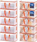 KYODOLED 10-Pack Clear Moving Bags Heavy Duty Extra Large, Storage Totes with Reinforced Handles, Zippers & Label Pocket, Transparent Packing Containers for College Dorm, Clothes, Bedding, Toys