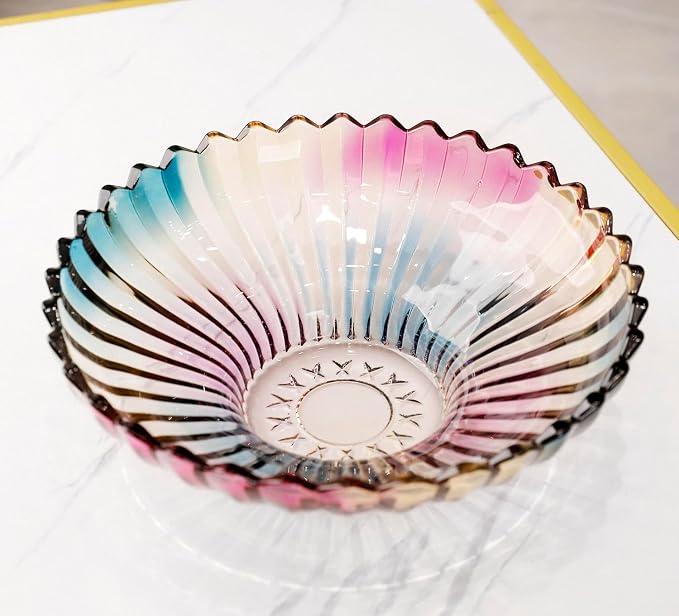 MAGCOLOR 12 inch Diameter Crystal Glass Colorful Fruit Bowl kitchen decor accessories