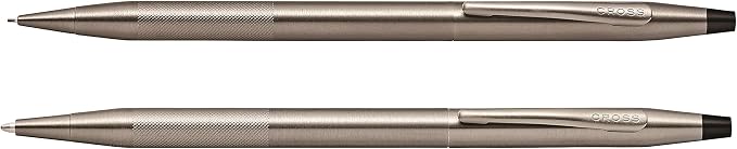 Cross Classic Century Refillable Ballpoint Pen and 0.7mm Pencil Set, Includes Premium Gift Box - Titanium Grey Micro-Knurl