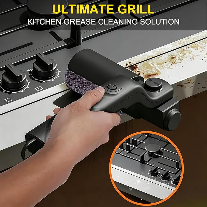 Maxmartt Electric Grill Brush, High Torque Grill Brush with 3-Speed Modes, 180° Electric Grill Cleaning Brush BBQ Cleaner Safe for Porcelain Cast Iron Stainless Steel, Reinforced Steel Bristles