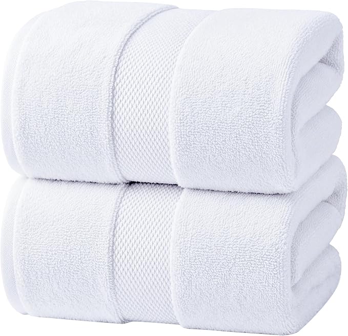 Infinitee Xclusives Jumbo Bath Sheets Towels for Adults – 600 GSM (35X70 Inches)– 100% Ring Spun Cotton, Soft and Absorbent Large Bath Towels for Bathroom (Brilliant White)