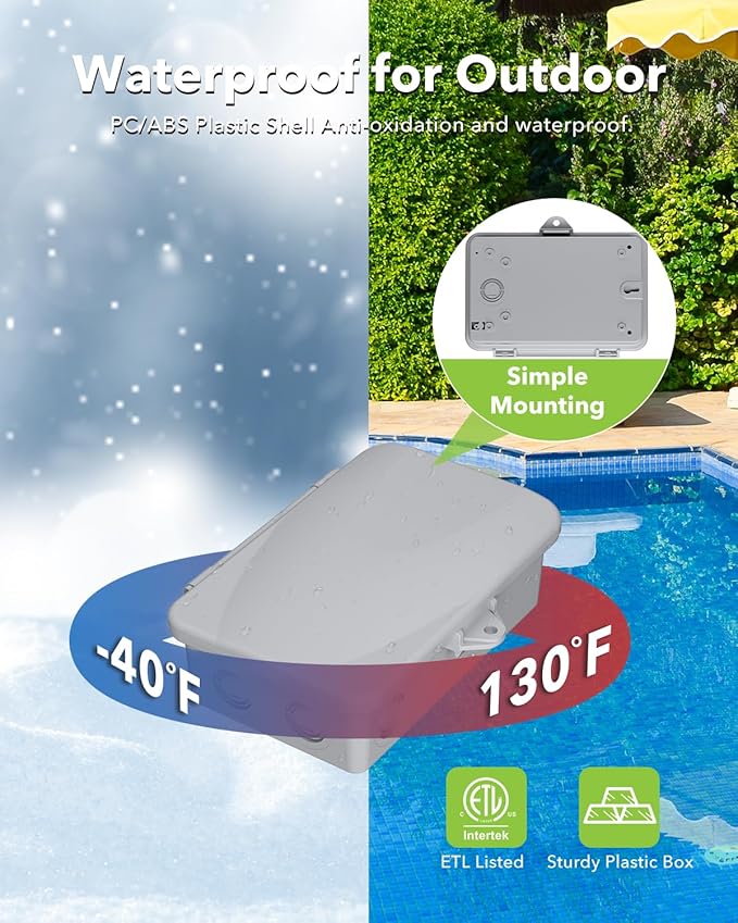 BN-LINK Pool Pump Timer, Outdoor Mechanical Timer Box, Heavy Duty 24 Hour Programmable, 2HP 40A Max, 120, 240, 277 VAC, for Pool Pump, Water Heater, Fans, SPA, ETL Listed