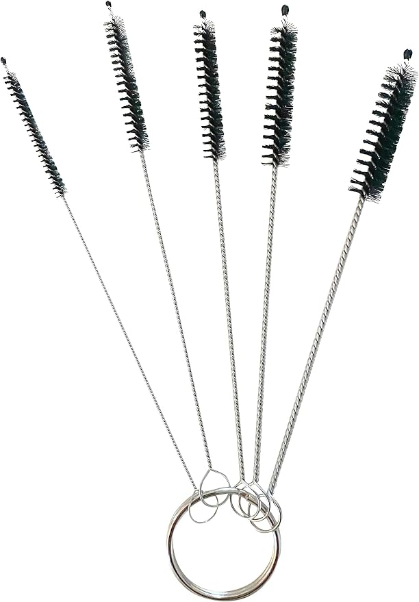Green Piece® Glass Cleaner 2 Bottles (Made in USA) -16 oz and 5 Piece Mini Metal Nylon Tube Pipe Cleaner Brush Set with Keychain Ring Combo