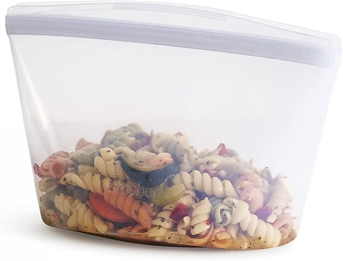 Stasher Premium Reusable Silicone Leak-Free Food Storage Bowl, Clear, 4-Cup | Food-Safe Silicone, Freezer, Sous Vide, Microwave, Dishwasher, Oven Safe, Meal Prep, Lunch Container, BPA-Free, Eco-Friendly