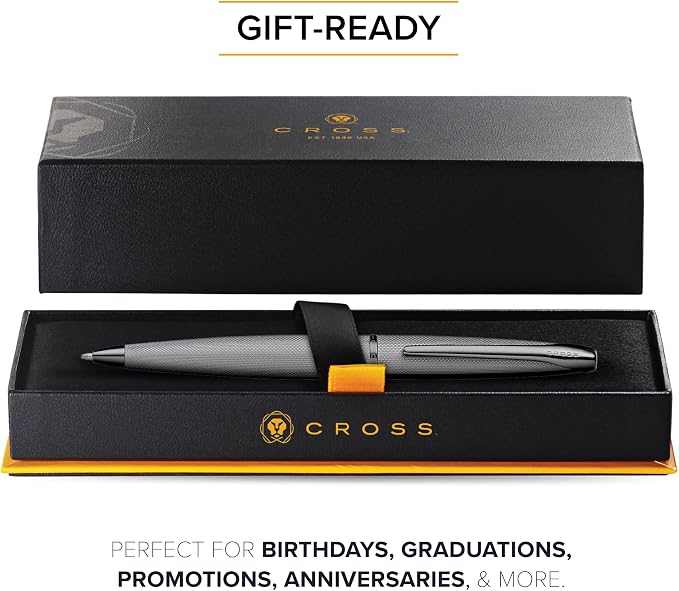 Cross ATX Sandblasted Titanium Gray Ballpoint Pen - Refillable Pen for Smooth Writing - Black Ink - Comfortable Grip - Long-Lasting - Professional Office Supplies - Gift Box Included