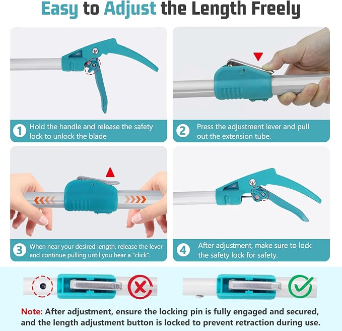 ASTRAEA 78" Snake Tongs Grabber, Extendable Extra Long Rattle Reptile Catcher Wide Jaw Handling Tool with Lock, Telescopic Snake Hook