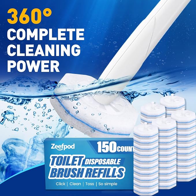 Toilet Brush Refills, Disposable Toilet Bowl Cleaner Refills for Toilet Cleaner Wand, Single-Use Hygienic Scrubber Pads, 150 Count