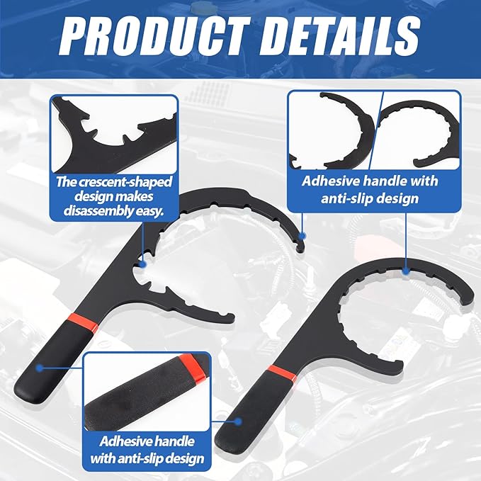 4 Pcs 4.6'', 5'', 6'', 8'' Fuel Filter Wrench Set, Compatible with Various Fuel Filter Sizes Include Water Separator, Engines, Non-slip Grip, Red & Black