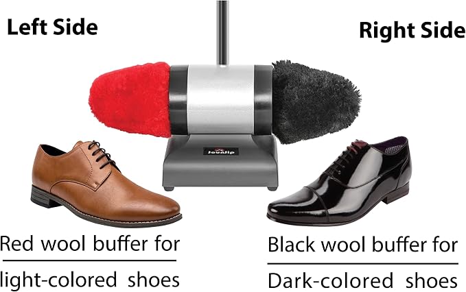 JOUNJIP Electric Shoe Shine Polisher with 100% Natural Lamb Wool Buffers