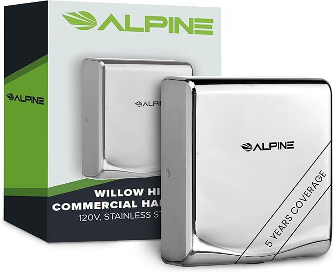Alpine Commercial Hand Dryer with HEPA Filter, 8 Seconds Extreme Speed Electric Hand Dryer for Home Bathroom/Restaurant with Heat & Speed Control - ADA Compliant (120V Chrome)