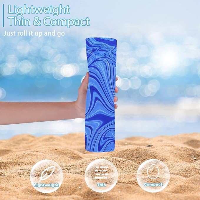 TwoYek Microfiber Beach Towel Extra Large 71x32 Blue Shell 2 Pack | Thin & Lightweight, Sand Free, Super Absorbent & Quick Dry, Oversized Towels for Beach Bath Pool Swim Travel Essentials Gift