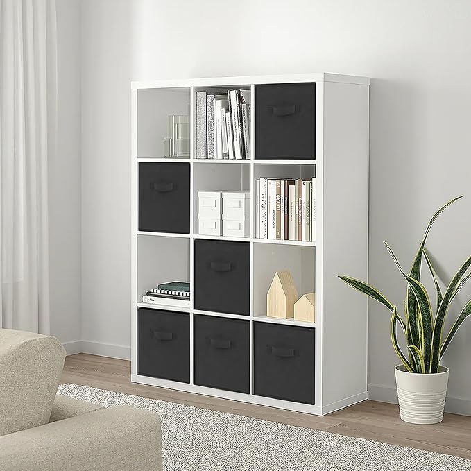 Large Storage Cubes- 13 Inch Cube Storage Bins for Organizing Shelves Kallax - Nursery Closet Organization Bins for Clothes Blanket - 10 Pack Collapsible Decorative Storage Box for Magazines (Black)