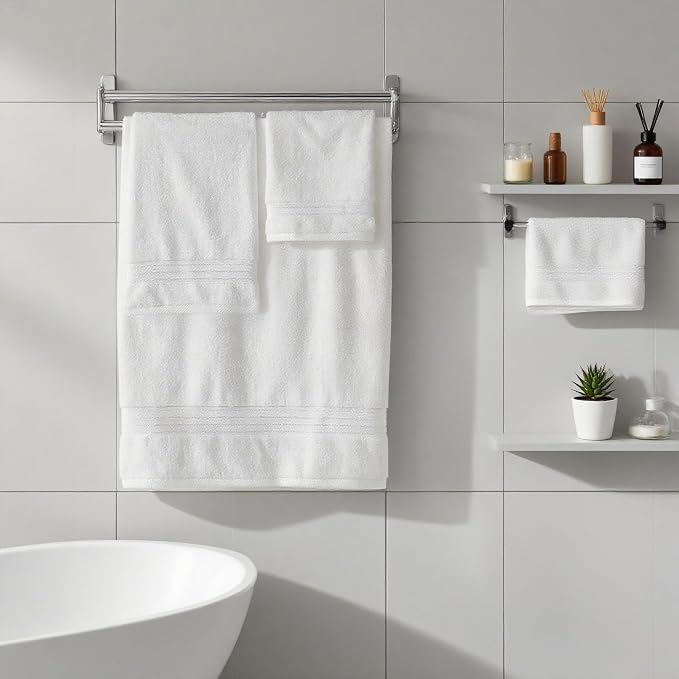 COZYART Luxury Bath Towel Set 6 Pcs White 100% Turkish Cotton 650 GSM | OEKO-Tex 100 Certified Zero Twist Ring Spun, Soft Absorbent Quick Dry, Plush Fluffy, Breathable Hotel Quality for Daily Use