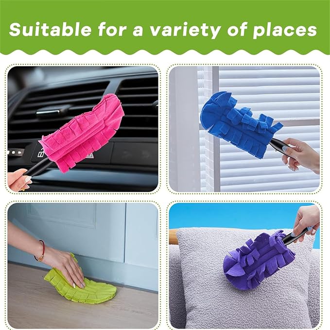 Reusable Chenille Microfiber Dust Duster, Bendable Microfiber Duster with Removable Washable Cloth Covers, 360°Electrostatic Duster Refills for Efficient Home Cleaning (10PCS)