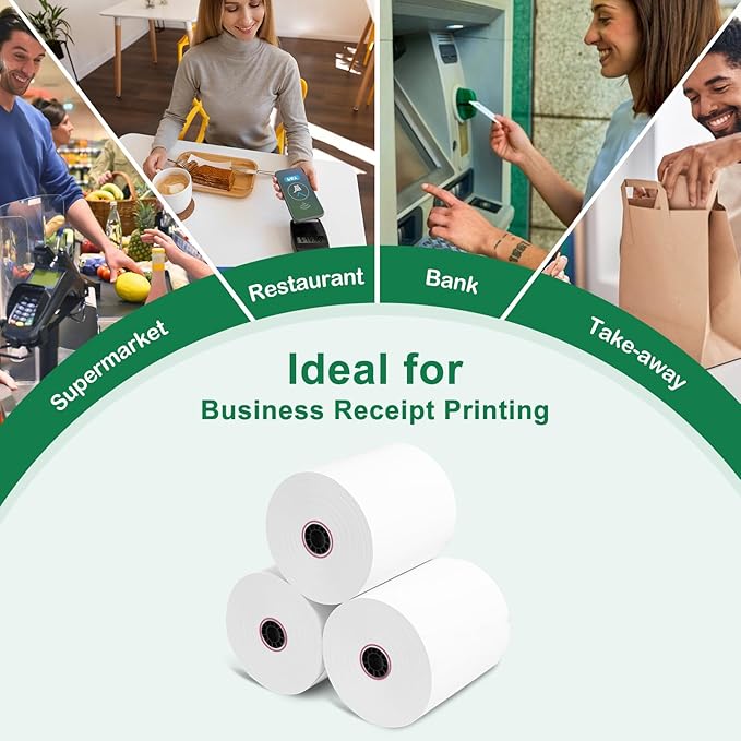 Phenol Free Thermal Paper 3 1/8" x 230', 50 Rolls Thermal Receipt Paper, BPA BPS Free Receipt Rolls for POS Systems and Credit Card