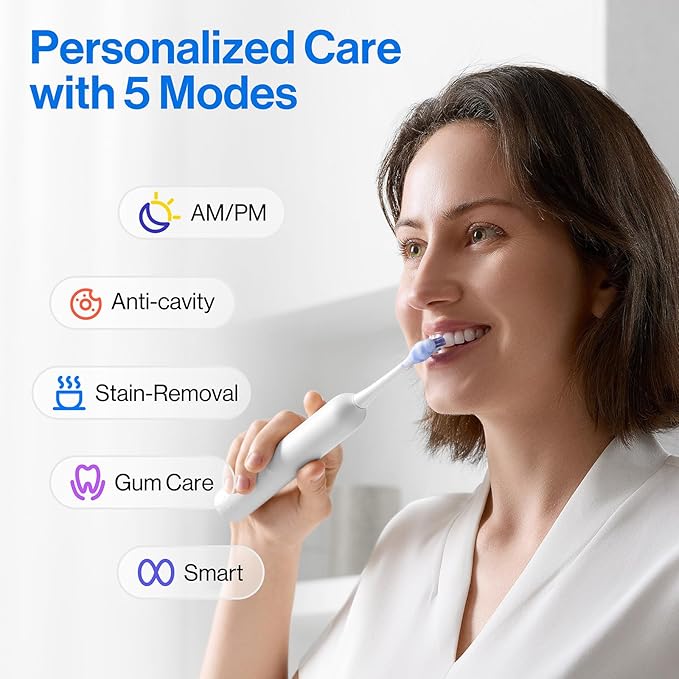 usmile Y20PRO Electric Toothbrush, AI-Powered Smart Toothbrush with AM/PM Auto Mode, 4 Brushing Modes, 90-Day Battery, App Control, Real-Time 3D Map, 2 Brush Heads Included
