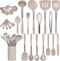 Home Hero Silicone Kitchen Utensils Set - Heat Resistant Non-Scratch Cooking Utensils - Ergonomic Silicone Spatula Set - Dishwasher Safe Kitchen Tools - 26 Piece, Stone