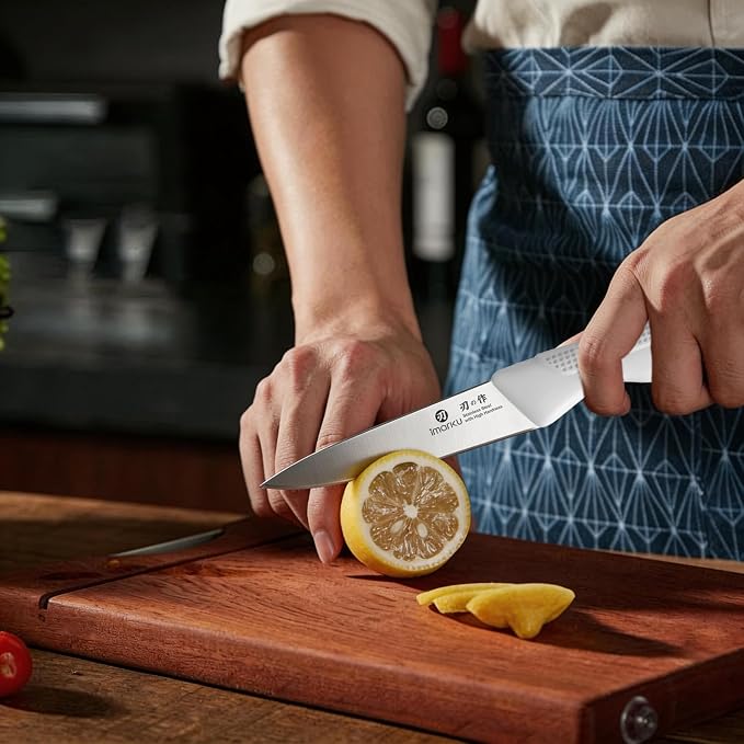 imarku 14-Piece Kitchen Knife Set, Gray Gyutou Knife Sets with Block and Build-in Sharpener, Ultra-Sharp Steak Knives Set of 6, Ergonomic Handle, Dishwasher Safe, New Apartment Essentials