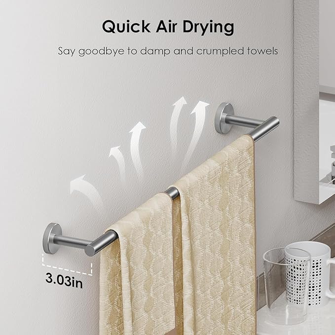 FORIOUS Bathroom Hardware Accessories Set, SUS304 Stainless Steel Towel Bar Set, Modern Towel Racks Holder for Bathroom, Toilet Paper Holder Wall Mounted 4 Pieces(30" Bar, Brushed Nickel)