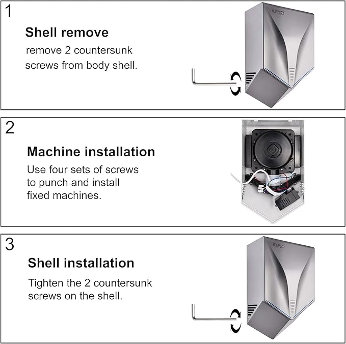 LS-PRO Automatic Hand Dryer for Commercial Bathrooms. High Speed Hot Air, Dry Hands in 7s. No Touch Operation with Infrared Sensor. Easy & Fast Installation. Low Noise 60 dB. 1 Year Warranty.