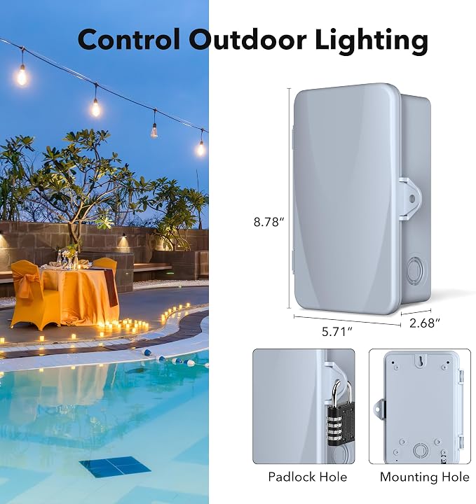 BN-LINK Pool Pump Timer Outdoor Mechanical Timer Box, Heavy Duty 24 Hour Programmable, 2HP 40A Max, 120, 240, 277 VAC, for Pool Pump, Water Heater, Fans, SPA
