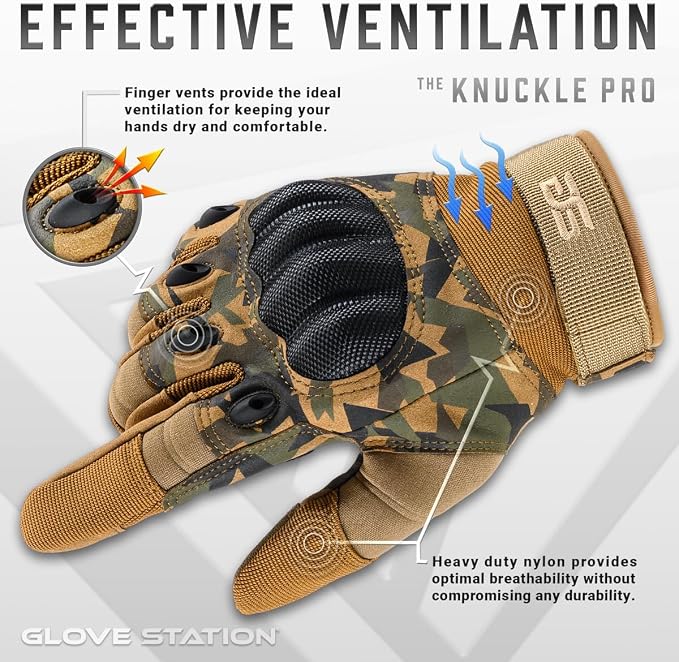 Glove Station Hard Knuckle Utility Gloves, Touchscreen, THKFF, Comfort, 2XL | TPR Impact Shield, Touchscreen Compatible - Motorcycle, Outdoor & Utility Use