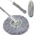 Self Wringing Floor Cleaning, Easy Squeeze Twist Mop with 44.5 Inches Long Handle Head, Heavy Duty Wet Mops for Cleaning Floors (Grey, Twist mop)