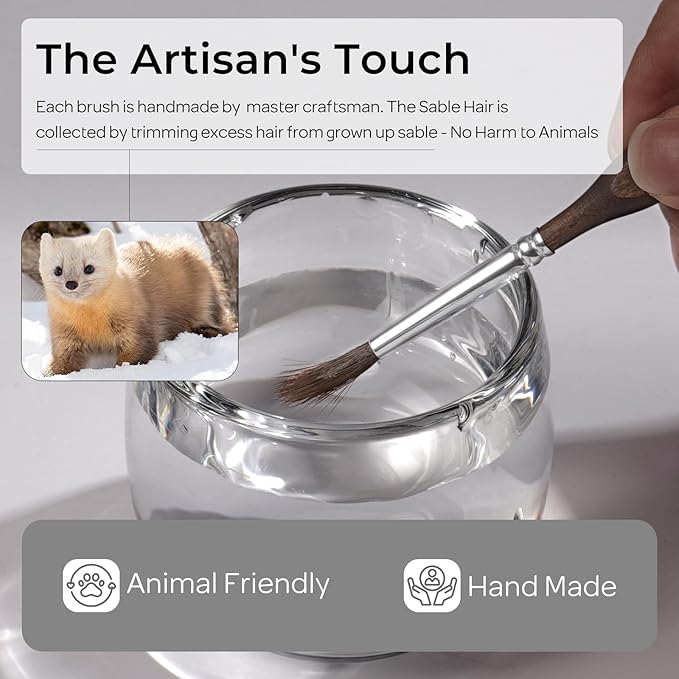 Nicpro 11 PCS Kolinsky Sable Miniature Paint Brushes, Professional Fine Detail Paint Brushes with Cloth Roll, Round Point Artist Brush Set for Miniatures, Acrylic & Figures, Model, Watercolor Details