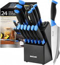 McCook Knife Sets, German Stainless Steel Kitchen Knife Block Sets with Built-in Sharpener | German Forged Stainless Steel, Razor Sharp, Anti-Rust, Restaurant Grade,Ergonomic Handle,Full Tang,Gift Box