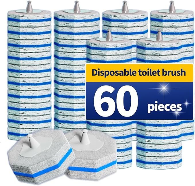 60PCS Toilet Wand Refills Compatible with Clorox Toilet Wand. Disposable Toilet Brush Refills. Bathroom Cleaning. Disposable Toilet Bowl. High-Density Disposable Toilet Brush Scrubber