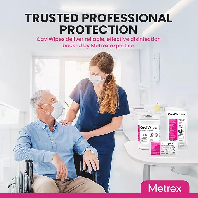 Metrex CaviWipes Disinfecting Towelettes – Durable Non-Woven Disinfecting Wipes for Hard, Non-Porous Surfaces in Healthcare & Laboratory Settings, Pre-Saturated with CaviCide – 160 Wipes (Pack of 1)