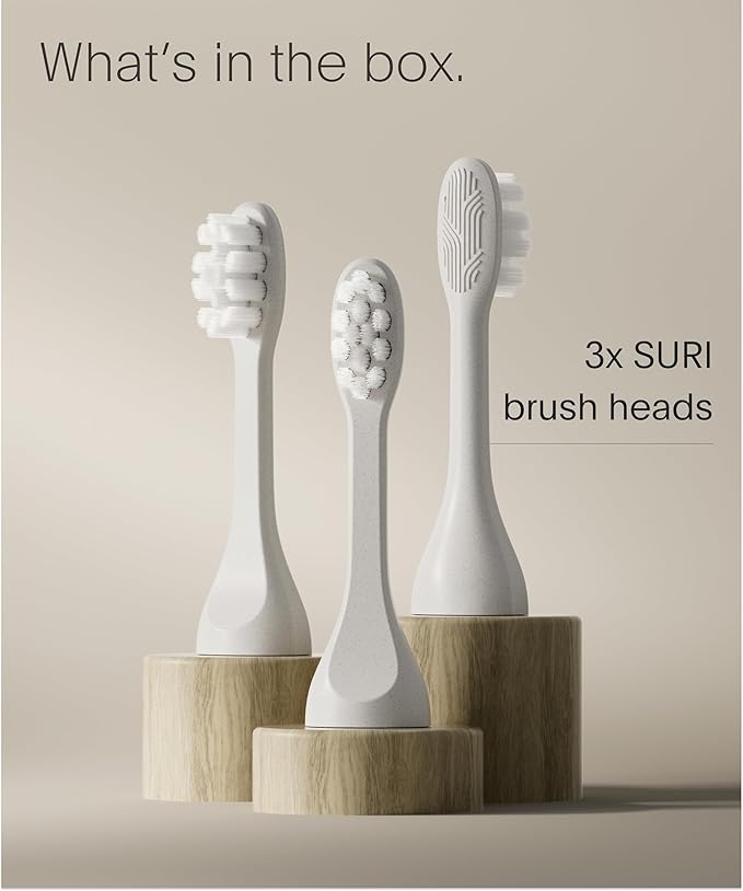 SURI Recyclable Plant-Based, Electric Toothbrush Heads - Long Lasting Replacement Heads | Compatible Only Sonic Electric Toothbrush - Sea Mist, Pack of 3