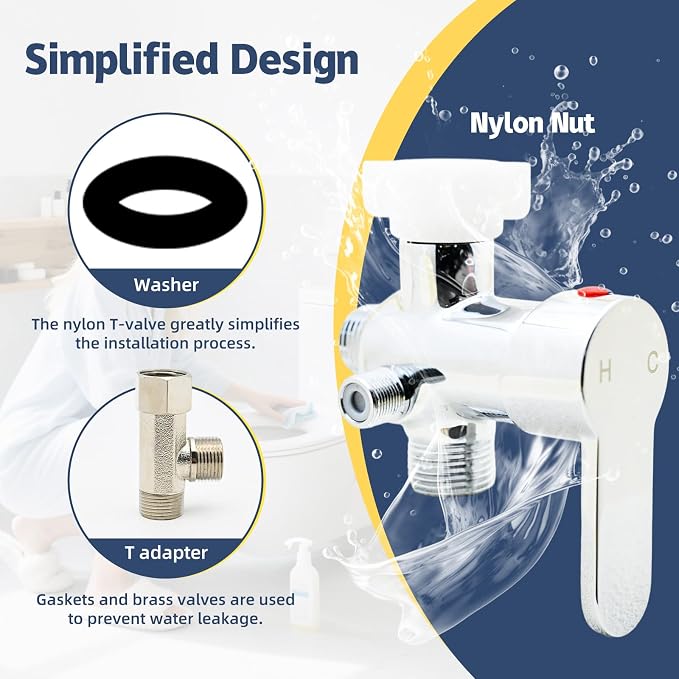 Vayzluiy Handheld Toilet Bidet Sprayer for Toilet-Adjustable Water Pressure Control with Bidet Hose for Feminine Wash, Stainless Steel Brushed Nickel Cloth Diaper for Baby Wash (Warm and Cold)