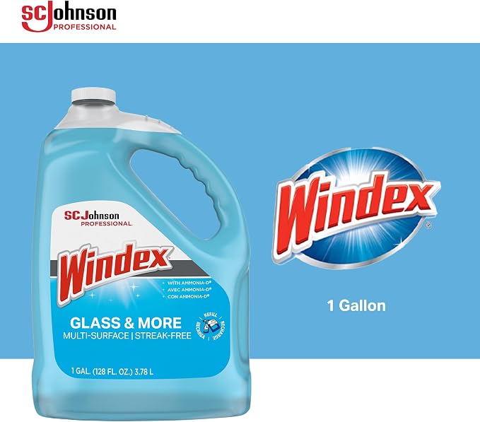 SC Johnson Professional Windex Glass and More Multi-Surface Cleaner, Windex Glass Cleaner Refill, Multi Surface Cleaner, 128 fl. oz. Bottles, 4 Count, for Professional Use Only