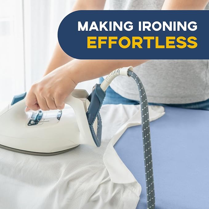 RAINHOL Ironing Board, 43x13 Full Size Iron Board with Iron Rest, Heavy Duty Compact Ironing Board with Thick Cover and Pad, Height Adjustable Sturdy Iron Stand, Blue