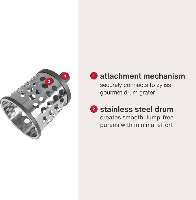 Zyliss E900058 Puree Drum Blade, Stainless Steel, Mashing, Puree, for Use with Zyliss Rotary Cheese Grater, 5 Year Guarantee