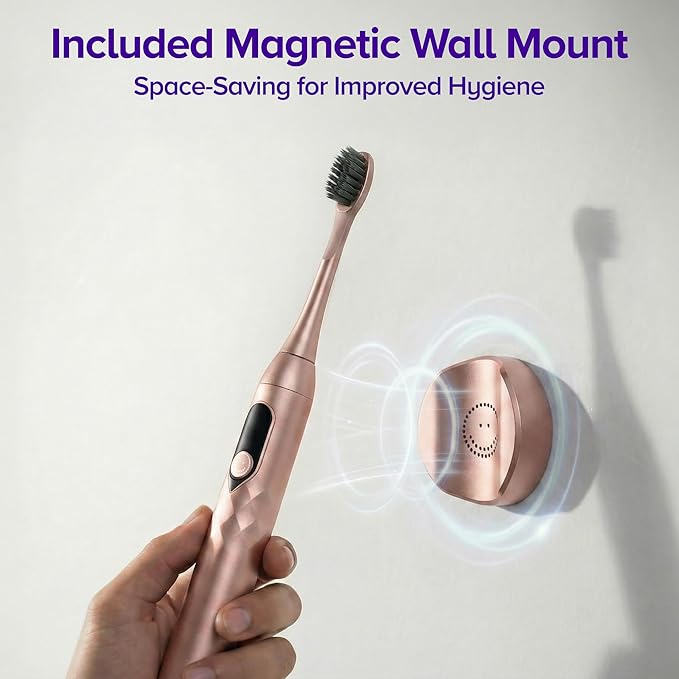 Burst Pro 2.0 Sonic Toothbrush for Adults (Rose Gold) | Electric Toothbrush with Smart Pressure Sensor | Soft Bristles | 5 Modes/Refined Scoring System | USB-C Charging | Magnetic Wall Mount