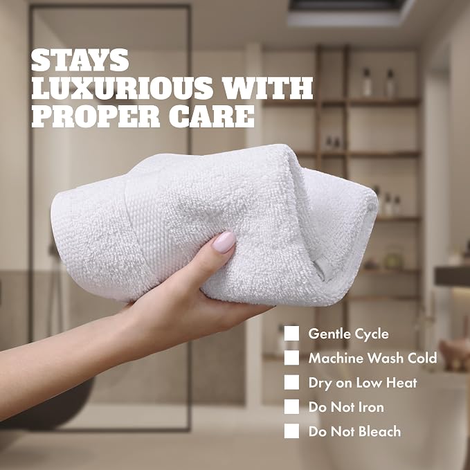 White Classic Wealuxe Multi Washcloths 48 Pack - 600 GSM 100% Ring-Spun Cotton Wash Cloths for Showering, Highly Absorbent and Soft | 12x12 Inches
