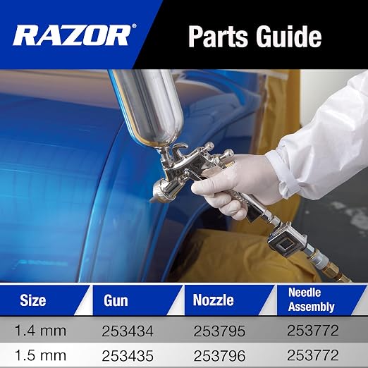 SHARPE Razor HVLP Air Spray Gun, Gravity Feed, (1.5 mm) Aluminum Cup 253435