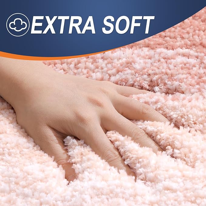 OLANLY Large Bathroom Rugs Mat 40x24, Extra Soft Absorbent Microfiber Bath Rugs, Rubber Backing, Quick Dry, Machine Washable Bath Mats for Bathroom Floor, Tub and Shower, Home Decor Accessories, Peach