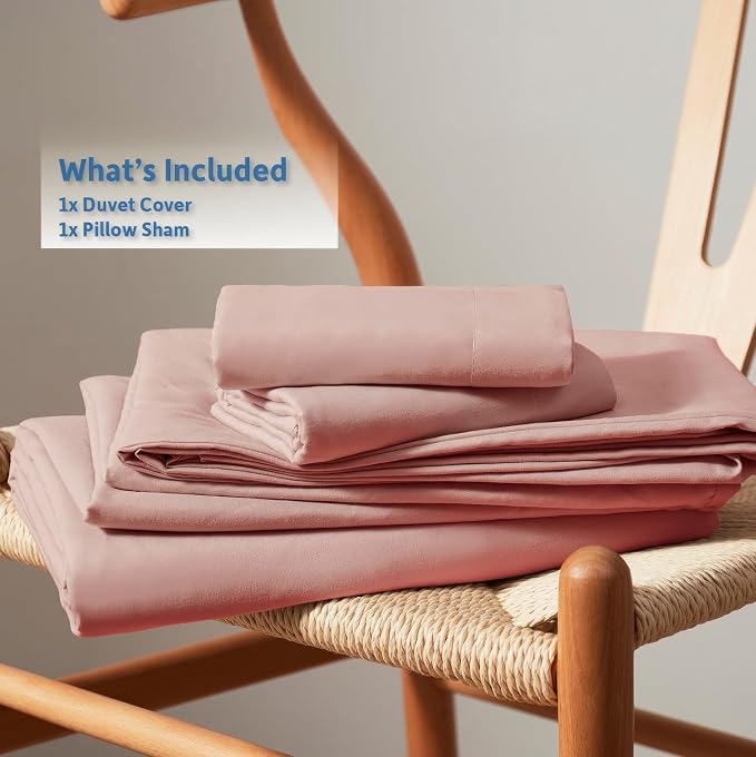 Nestl Twin Duvet Cover Set - Soft Double Brushed Blush Pink Duvet Cover Twin XL, 2 Piece, with Button Closure, 1 Duvet Cover 68x90 inches and 1 Pillow Sham