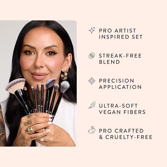 BK BEAUTY Nikki La Rose Pro Artist Brush Set Vol. 2 (8PC) – Celebrity MUA Designed Makeup Brushes for Contour, Coverage, Powder, Blush & Eye Detailing | Vegan, Cruelty-Free, Ultra-Soft Bristles