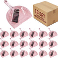 Sliner 18 Pack Mini Dustpan and Brush Set Nesting Snap Plastic Dust Pans with Brush Small Handheld Broom and Dustpan Set Bulk Portable Cleaning Suitable for Desktop Pets Care Camping(Pink)